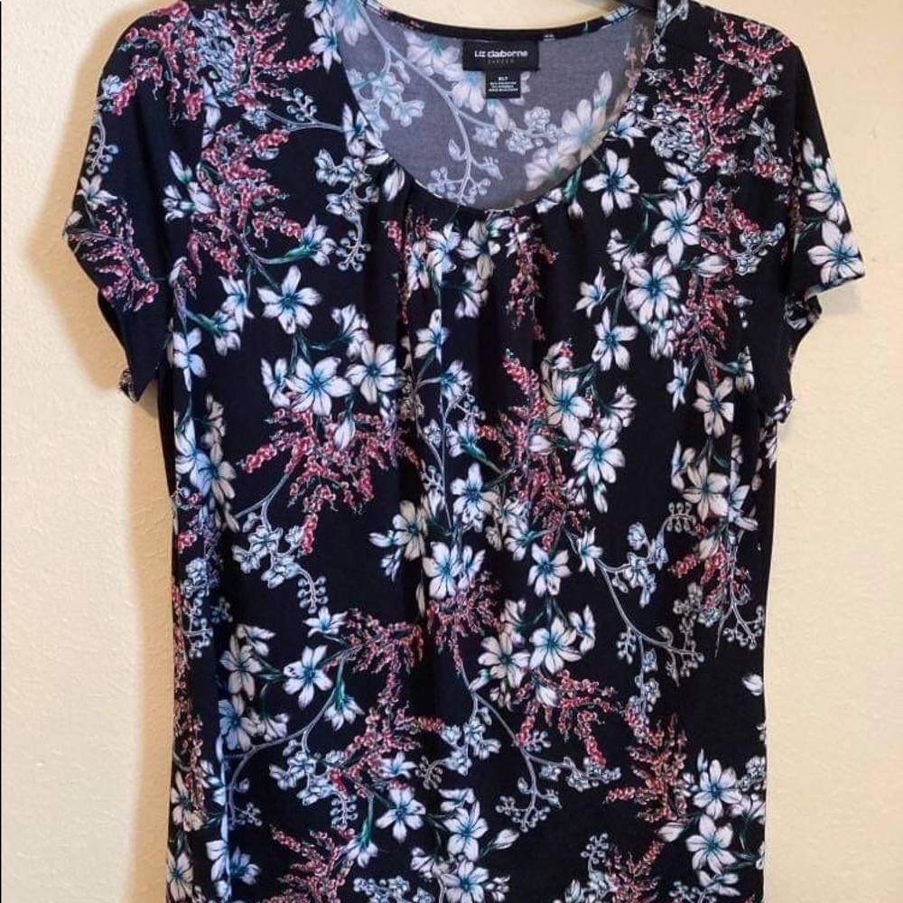 Liz Claiborne Black Floral Blouse